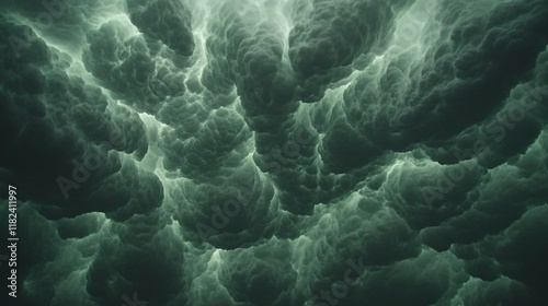 Dark Green Storm Cloudscape AI Generated Art
