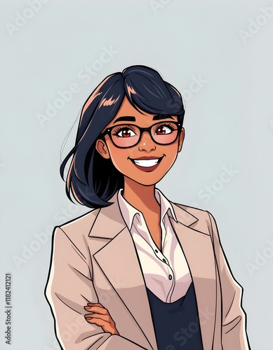 Confident Young Woman in Professional Attire Smiling Towards the Camera