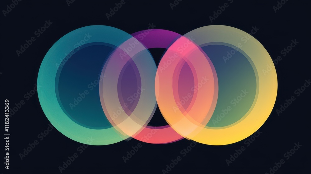 Obraz premium Minimalist concentric circles with color shades digital art abstract modern design high contrast visual harmony