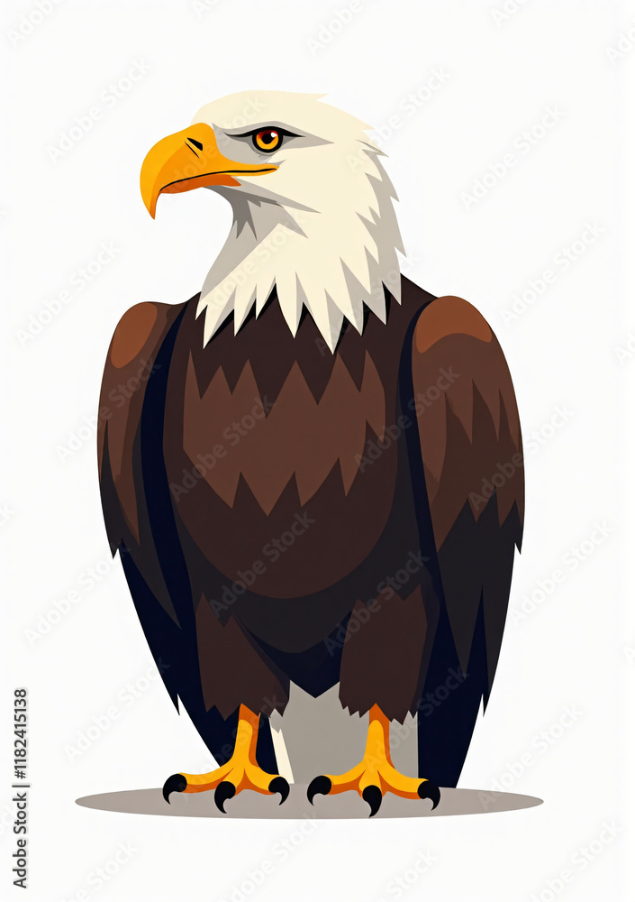 Obraz premium Powerful Flying Eagle with Spread Wings, Wildlife Vector Art 
