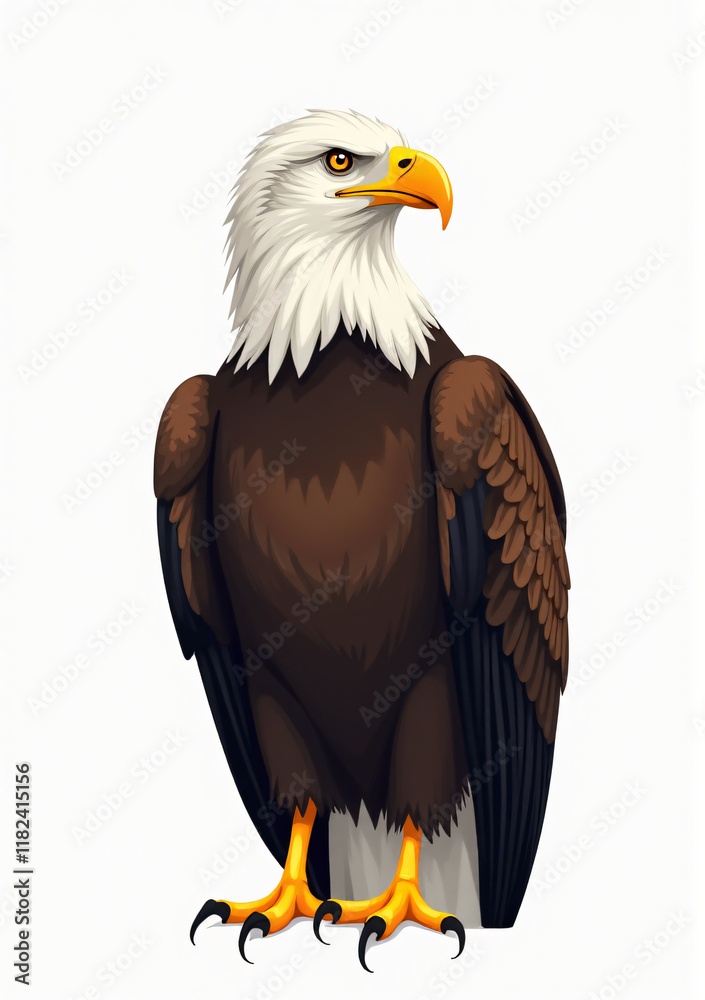 Fototapeta premium Powerful Flying Eagle with Spread Wings, Wildlife Vector Art 