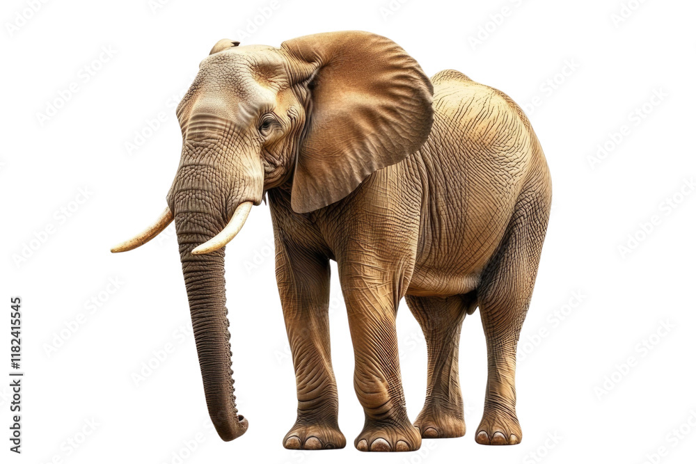 Fototapeta premium Large African Elephant isolated on white background PNG