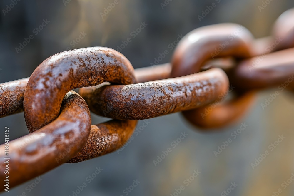 Rusty metal chain links close-up. Rusty metal chain links close-up.