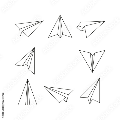 Minimalistic outline paper airplane