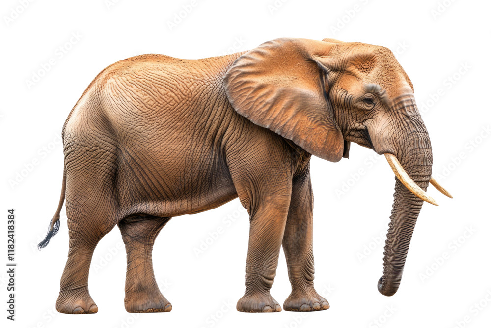 Fototapeta premium Large African Elephant isolated on white background PNG