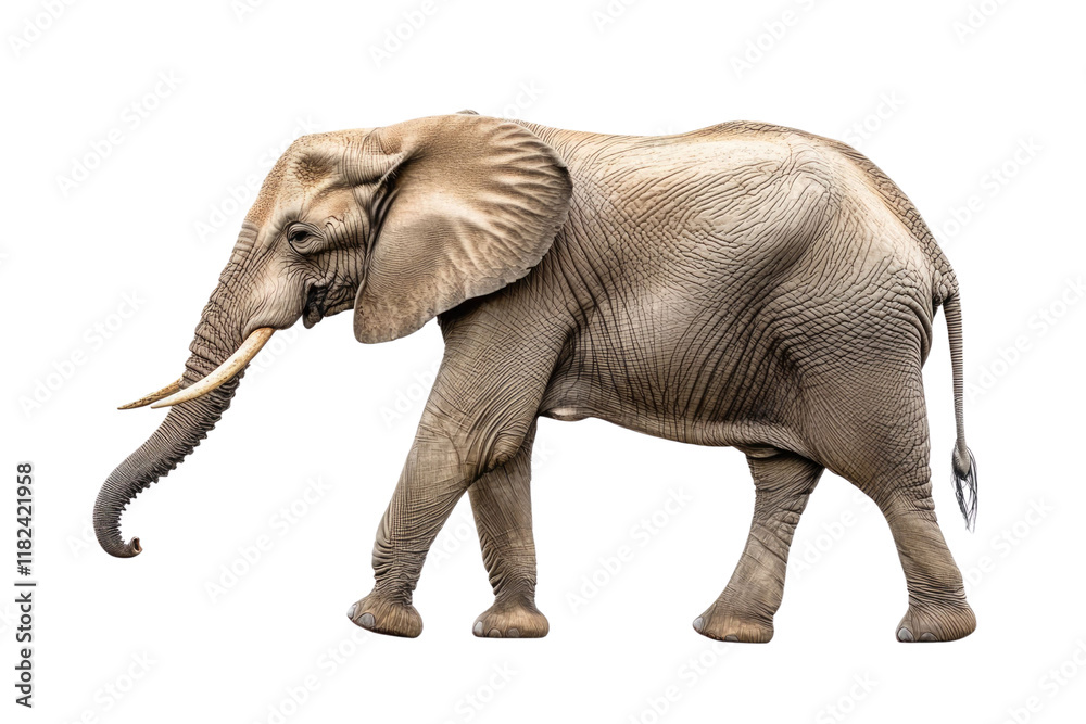Fototapeta premium Large African Elephant isolated on white background PNG