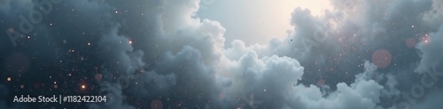 Misty atmospheric void with soft grey hues and scattered particles, mist, particles, fog