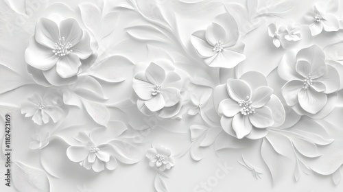 Elegant embossed white floral patterns for sophisticated branding high resolution art minimalistic design