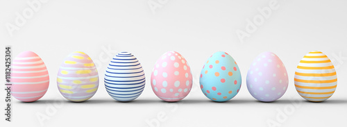 hand painted Easter eggs on a white background photo