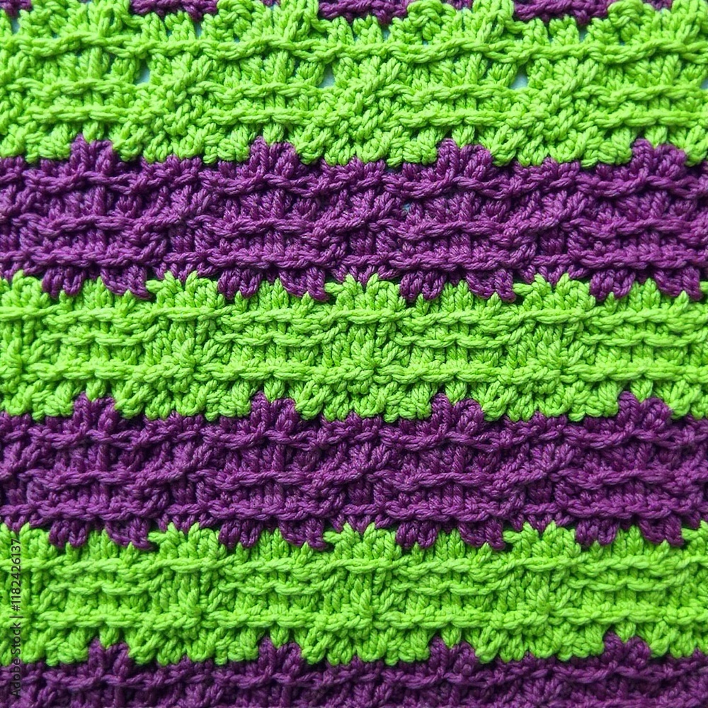 Colorful green and purple woven crochet background, textile, decorative, colorful Colorful green and purple woven crochet background, textile, decorative, colorful
