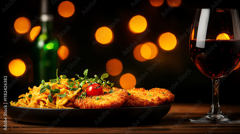 Naklejka premium f1b0 , Schnitzel, Crunchy fried comfort