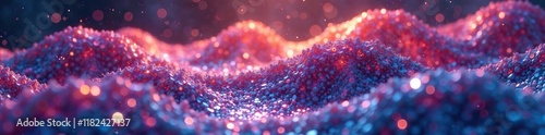 Harmonious waves resonating through a crystal lattice, shimmering, resonant
