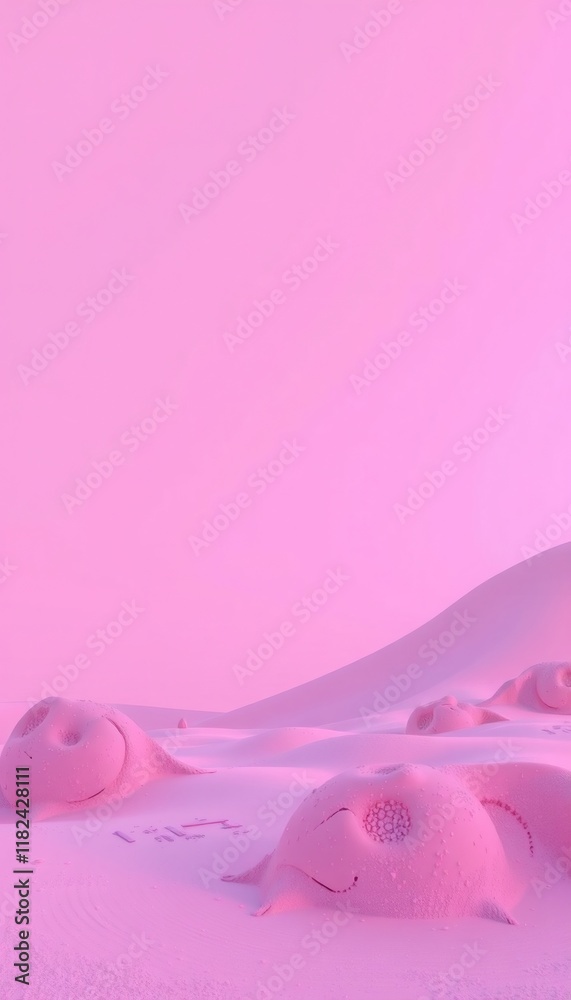 Abstract pink landscape with geometric shapes. Abstract pink landscape with geometric shapes.