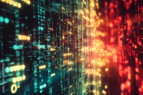 Wallpaper Mural Abstract glowing data streams, teal and red. Torontodigital.ca