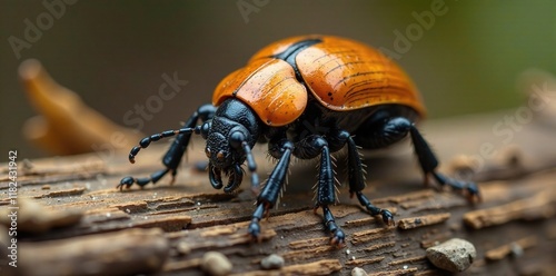 Osmoderma eremita hermit beetle on decaying wood, insect, tiny, wildlife photo