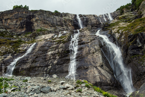 Scenic view of waterfall, Caucasus