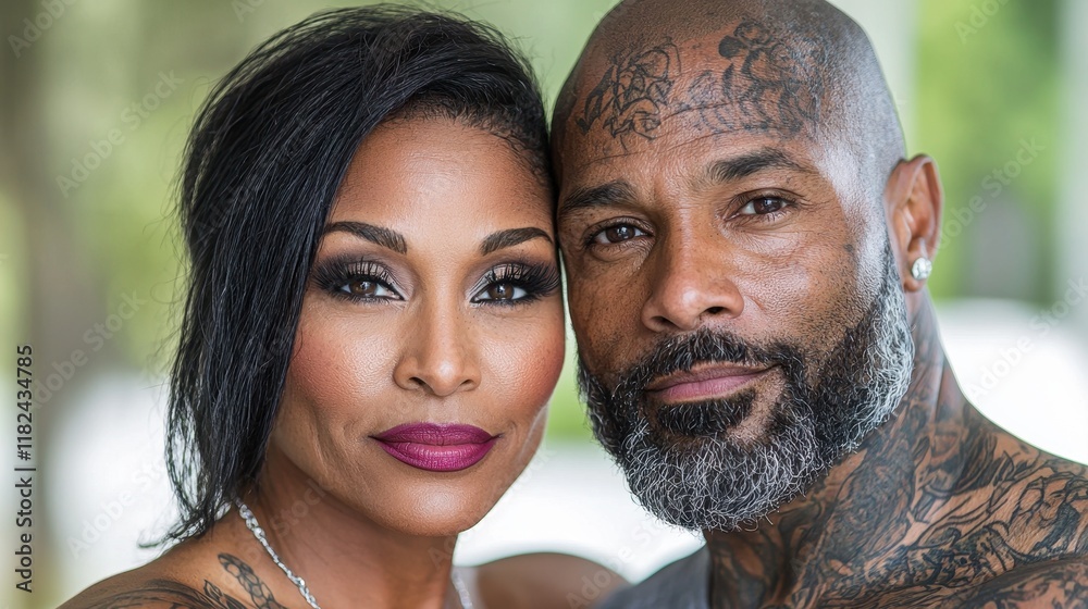 a man and a woman with tattoos on their arms a man and a woman with tattoos on their arms