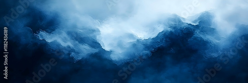 Abstract Blue Hues Mountainous Landscape Digital Painting photo