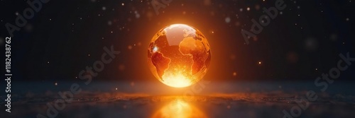 Single glowing sphere suspended in mid air with a warm golden glow, Light Source, Inner Light