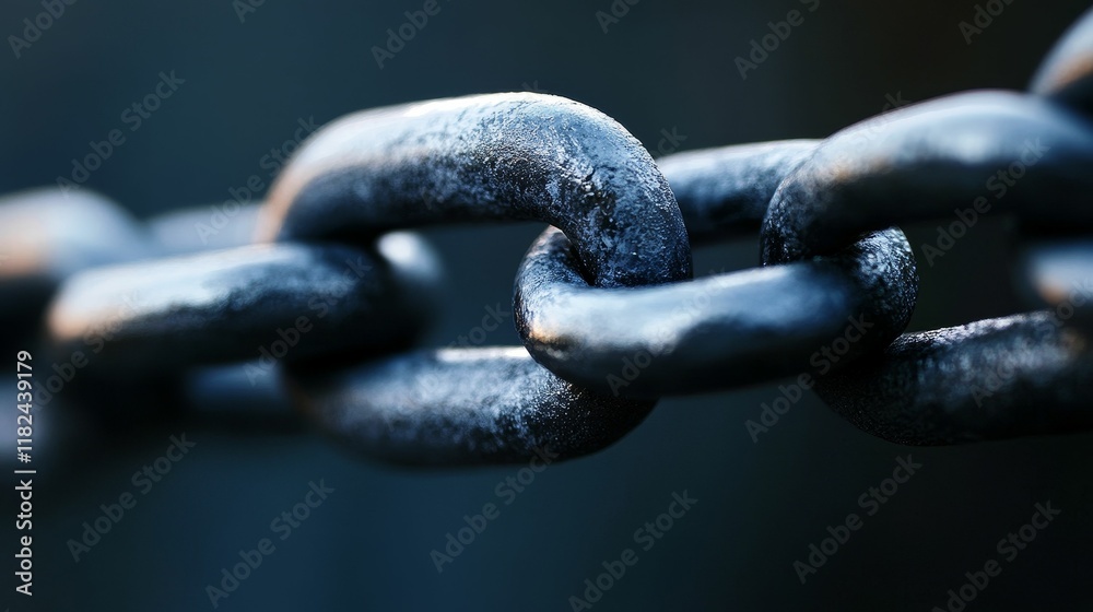 Dark metal chain links close-up view. Dark metal chain links close-up view.