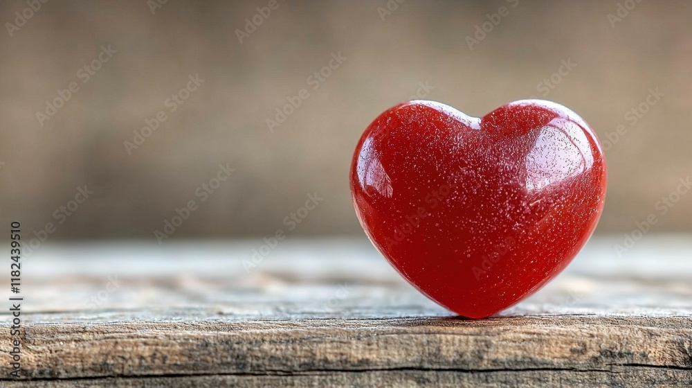 Fototapeta premium A red heart sitting on top of a wooden table