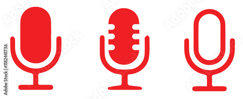 Podcast mic microphone icon animation. Microphone Icons symbol Set of line Microphone icons. Vector  illustration .