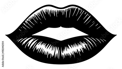 black and white lips vector illustration