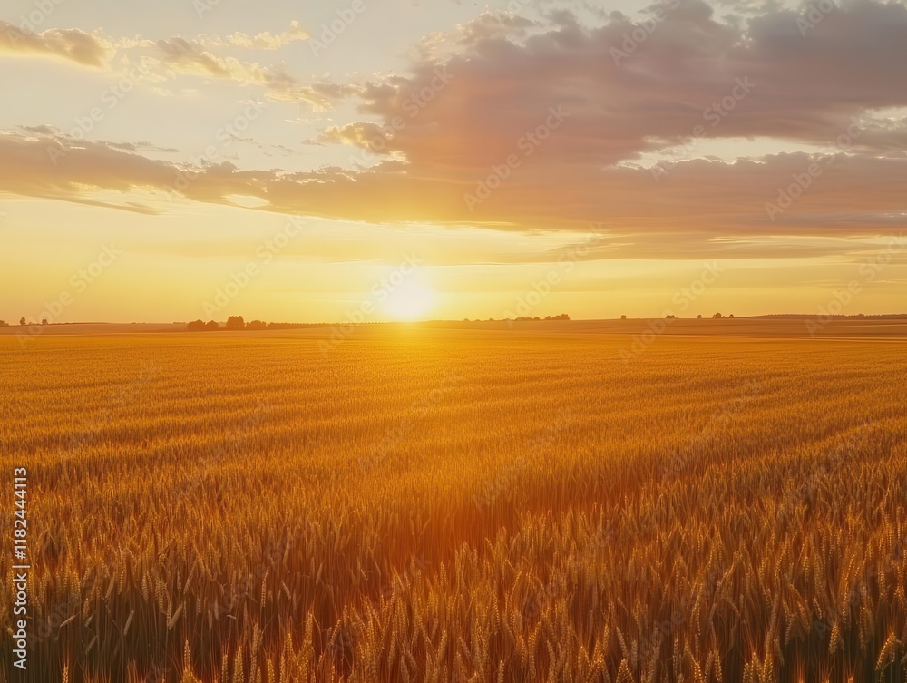 mesmerizing sunrise over vast golden wheat field with dramatic clouds and sun rays creating magical morning atmosphere in rural countryside mesmerizing sunrise over vast golden wheat field with dramatic clouds and sun rays creating magical morning atmosphere in rural countryside