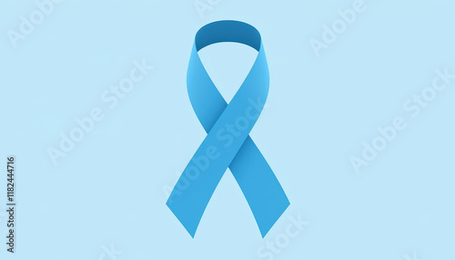 A single blue ribbon on a light background, representing the fight against prostate cancer and melanoma during Awareness Month.