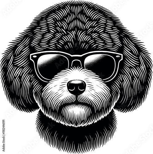 Bichon Frise Dog Vector Silhouette EPS File - Cute Pet Illustration, Logo Design photo