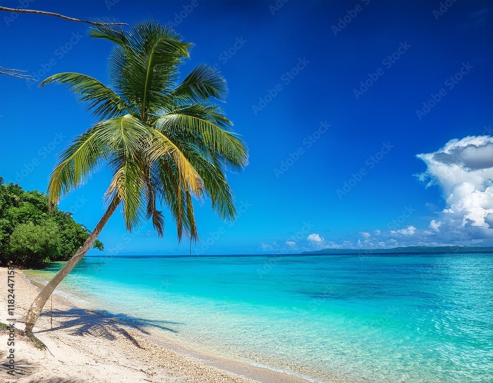Naklejka premium beach with palm trees