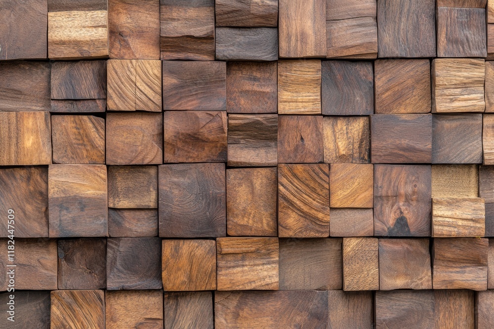 Wooden wall made up of many small wooden blocks Wooden wall made up of many small wooden blocks