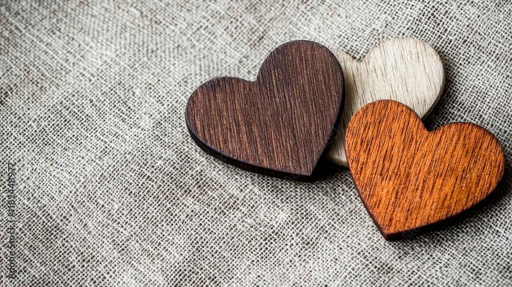 Obraz premium wooden hearts on a linen background