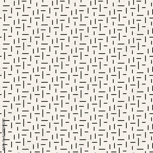 Abstract short black lines pattern geometric seamless pattern.