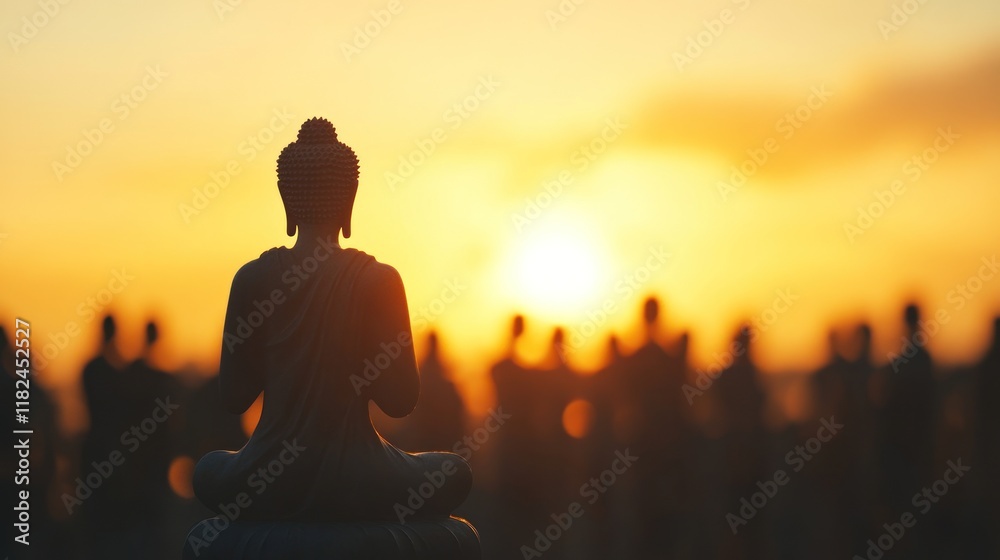 Sunset Serenity: Buddha Statue at Golden Hour Sunset Serenity: Buddha Statue at Golden Hour