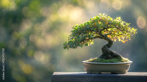 A Captivating Bonsai Tree, A Miniature Masterpiece of Nature's Art photo