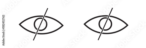 closed eye icon sign, invisible eye hide icon, incognito icon no eye view hidden icon set. vision icon, unsee icons - eyesight symbol - sight look sign 