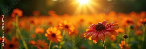 Softly shining light illuminates the field of black eyed susan, light, field, bloom