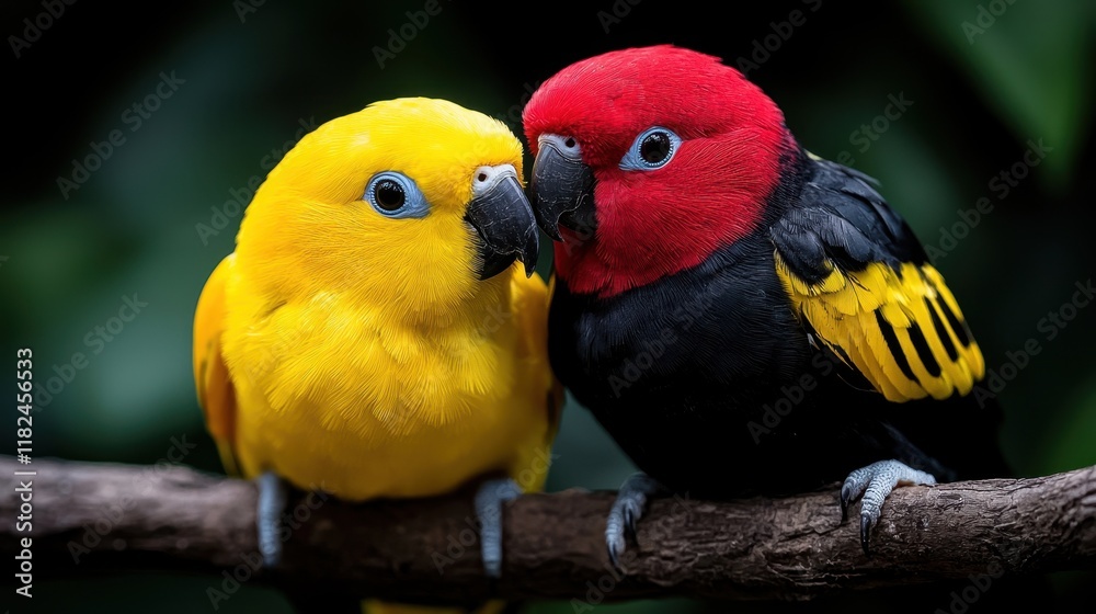 Obraz premium A couple of birds sitting on top of a tree branch