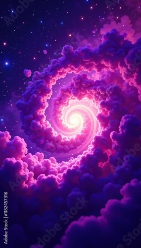 Swirling vortex of purple and pink gas clouds in space, vortex, astrophysics