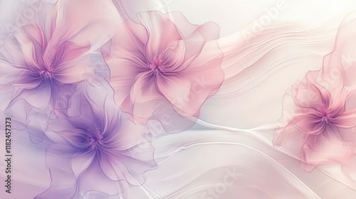 Dynamic coral and lavender floral patterns abstract art light background high detail soft textures