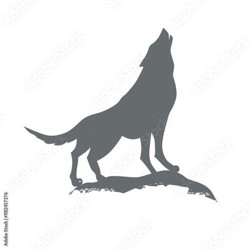 The wolf howls at the moon. Graphic design on a t-shirt. hand drawing. Not AI, Vector illustration