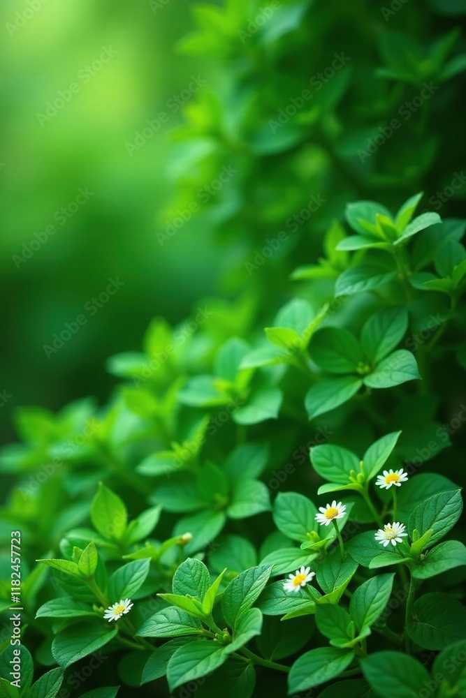 Delicate green leaves with tiny white flowers, , wild edging Delicate green leaves with tiny white flowers, , wild edging