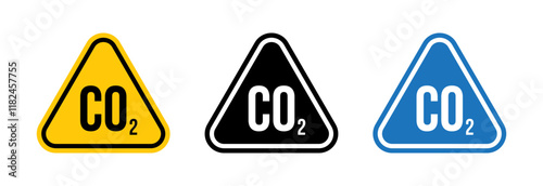 CO2 warning signs vector set for UI designs