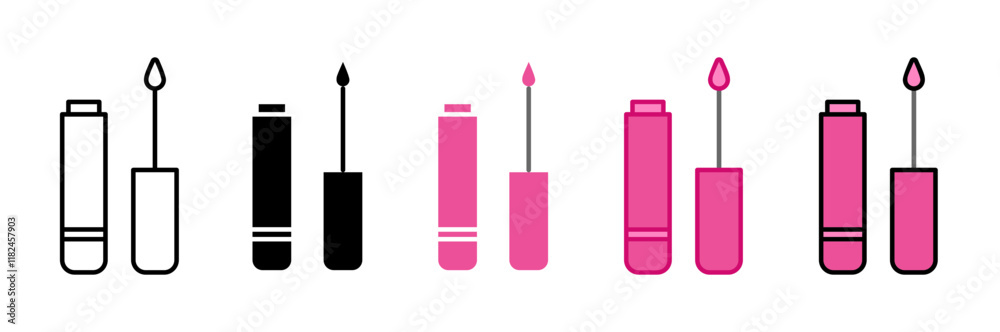 Eyeliner icons collection in black and blue colors Eyeliner icons collection in black and blue colors