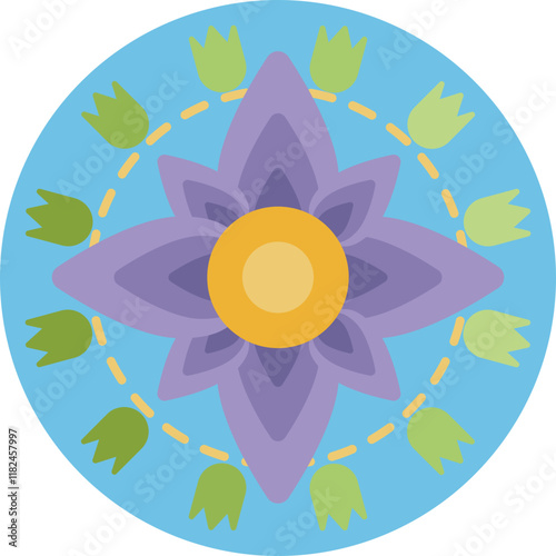 A serene and symmetrical Mandala design, embodying balance and harmony with intricate patterns, perfect for a Boho-style aesthetic.