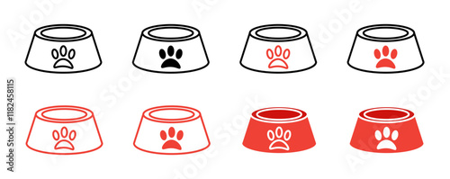 Pets bowl icons vector set for UI designs