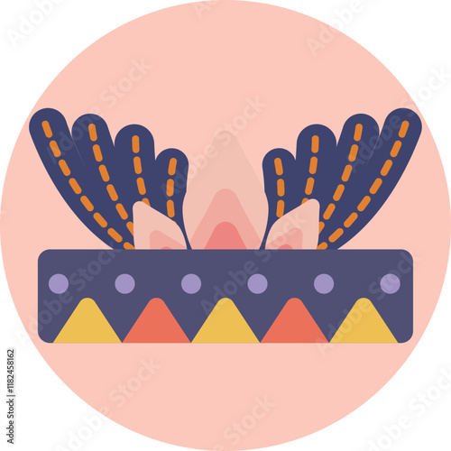 A bold, multi-layered headdress featuring colorful beads, cascading tassels, and a mix of natural textures like leather and feathers, exuding a carefree, nomadic vibe.