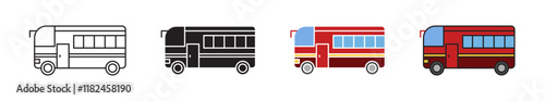 Bus coach icons vector set for UI designs