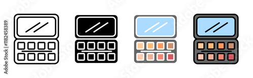 Makeup palette icons collection in black and blue colors